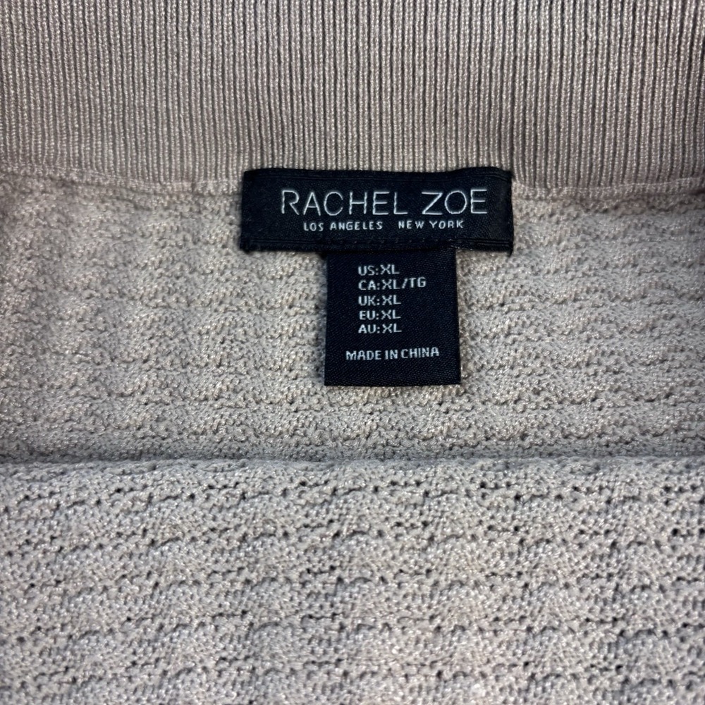 NWT Rachel Zoe Women XL Taupe Scalloped Knit Crochet Mini Skirt Boho Chic - Picture 4 of 7